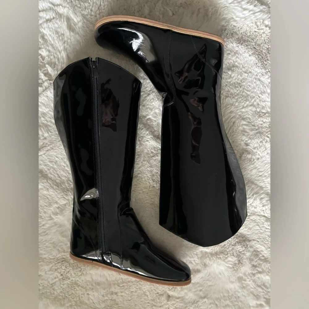 NWOB Aintap Shiny Patent Leather Knee High Flat Boots Size: EU 39 (Size: US 8)